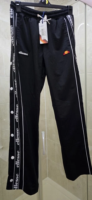 BNWT ELLESSE TAPE Popper Tracksuit Pants Jogging Bottoms Black White Size 8 22.50 PicClick UK