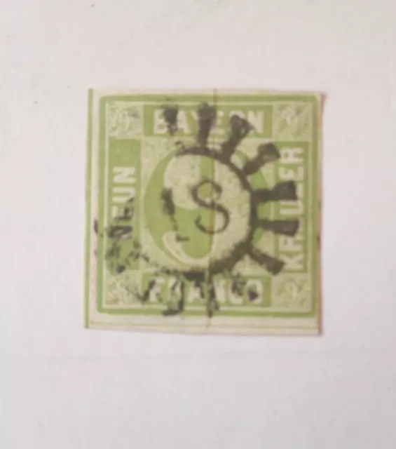 Briefmarken Königreich Bayern Altdeutschland NEUN Kreuzer Farbe grün