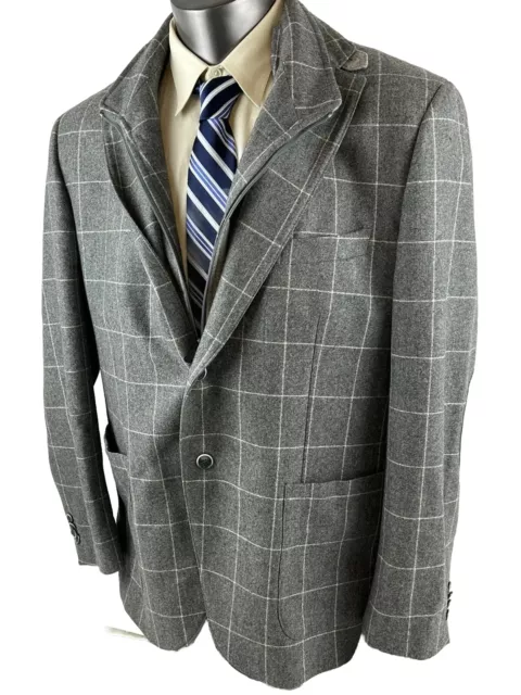 LUIGi BIANCHI MANTOVA Windowpane Gray Sport Coat Blazer Jacket IT58/US48.R $1295