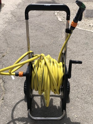 Claber AVVOLGITUBO CARRELLO COMPLETO 25mt Pompa-pistola giardino regolabile CLABER 