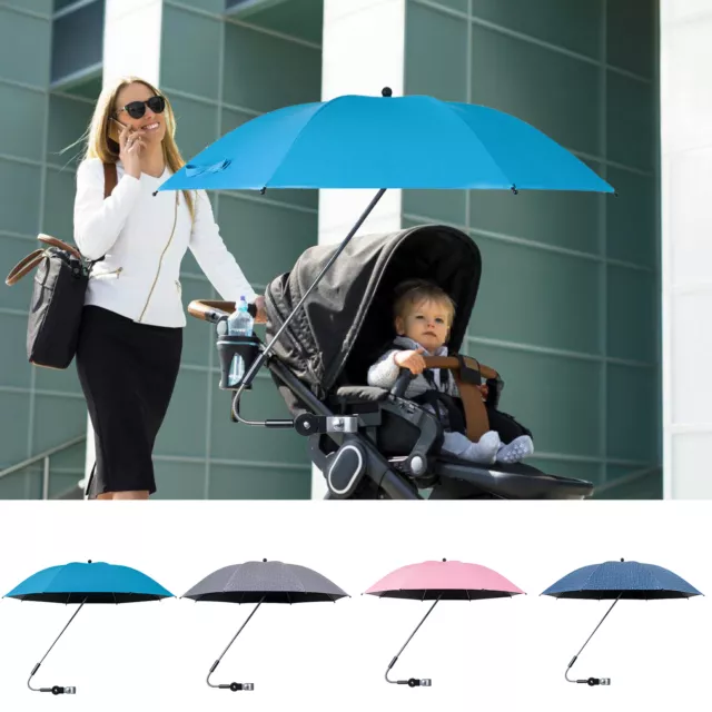 UV Protection Stroller Sun Shade Umbrella with Adjustable Clamp Extra Large