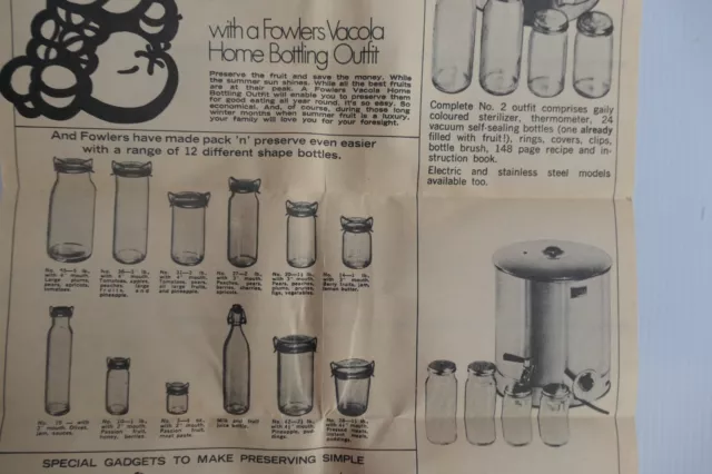 Fowlers Vacola Product Brochure 1970's Vintage Collect Bottling preserving Adver 3