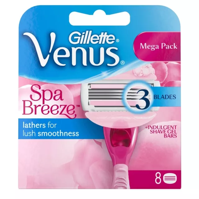 Gillette Venus Spa Breeze Womens Replacement Razor Blade Refills 3-Blade Pack 8