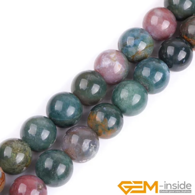 Natural Indian Agate Gemstone Round Loose Spacer Beads For Jewelry Making 15" YB