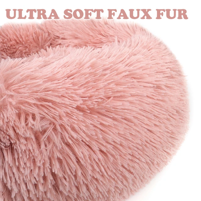 Fluffy Plush Pet Bed Dog Cat Round Cuddler Cushion Mat Puppy Calming Kennel Nest 4