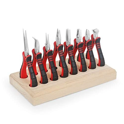 Juego de 8 alicates de joyería con palet de madera, juego de mini alicates de joyería con palet
