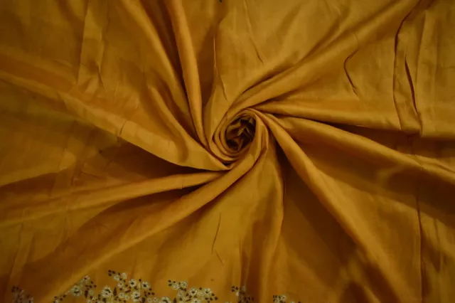 FNC Indian Vintage Yellow Shaded Saree Pure Silk Sari With Floral Printed 5 Yard