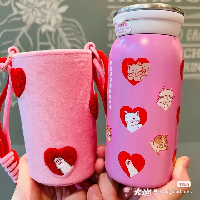 STARBUCKS 2025 CHINA Valentine's Day Cute Cat Heart 12oz SS Tumbler