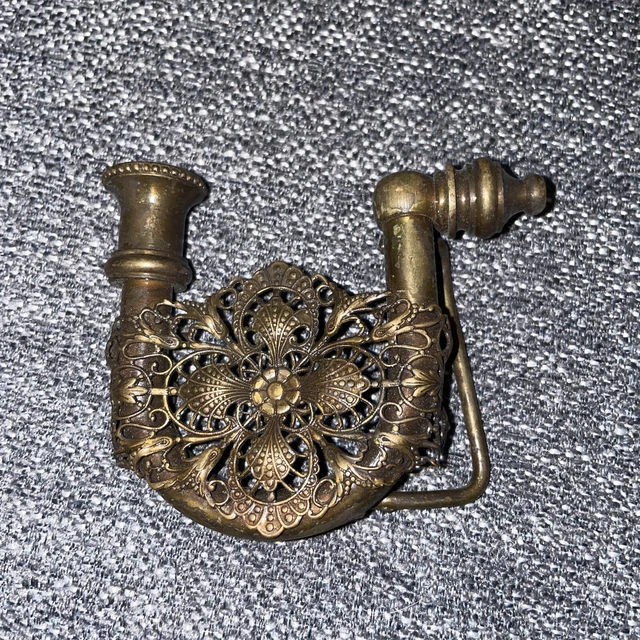 SOLID BRASS 70S Vintage Prohibition Filigree Tobacco Smoking Pipe Belt