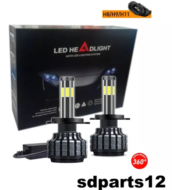 2x Lampadine COB LED H11 H8 H9 80w 16000 Lm Canbus Senza Errore 12v 360 Gradi