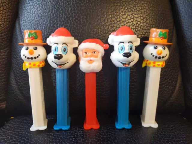 Pez Dispenser Lot of 5 Christmas Snowman Santa Polar Bear