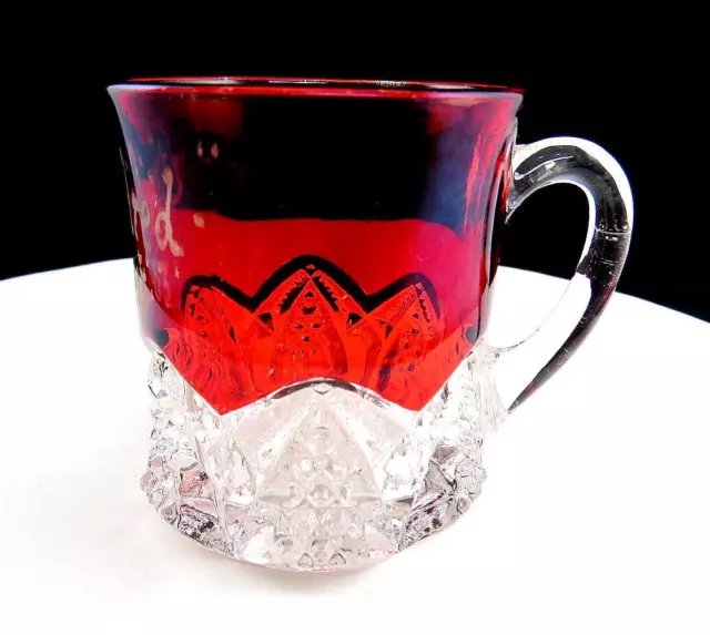 Eapg Duncan Miller Winifred Souvenir Button & Arches Ruby Flash 2 3/4" Mug 1903