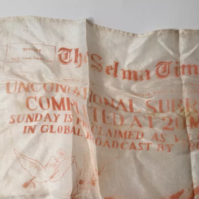 Vintage Silk Scarf WW2 V-Day The Selma Times Collectable 2