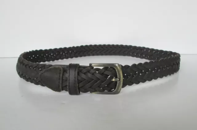 The Childrens Place Boys Dark Brown Woven Braided Leather Belt M to L  up to 29"