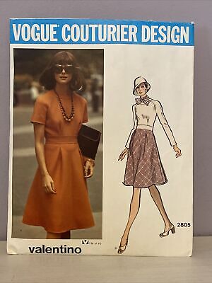 Vintage Vogue Couturier Design Valentino of Italy Dress Sewing Pattern Size 10