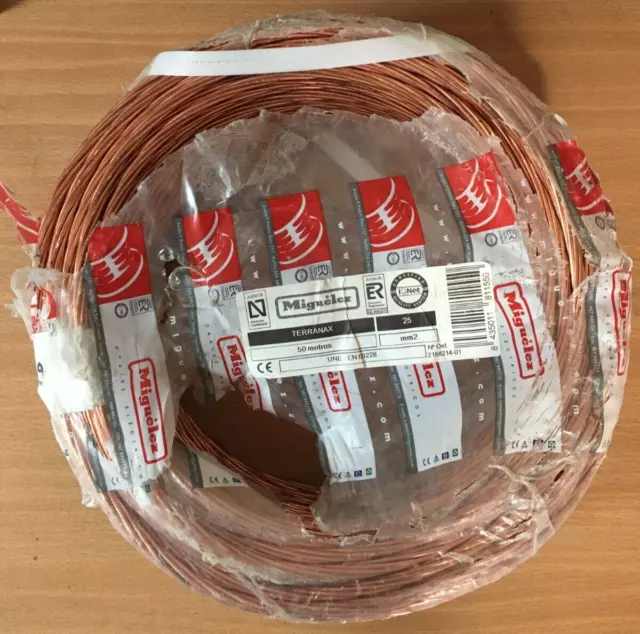 Cuivre Nu - Câble de Terre - 25mm² - Couronne 50M