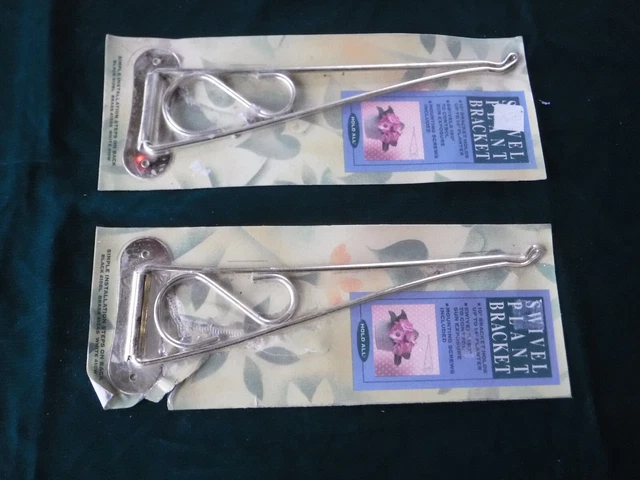 Vintage~NOS~Pair of 10" Swivel Bracket Plant Hangers~Bird Cage~brass/gold~