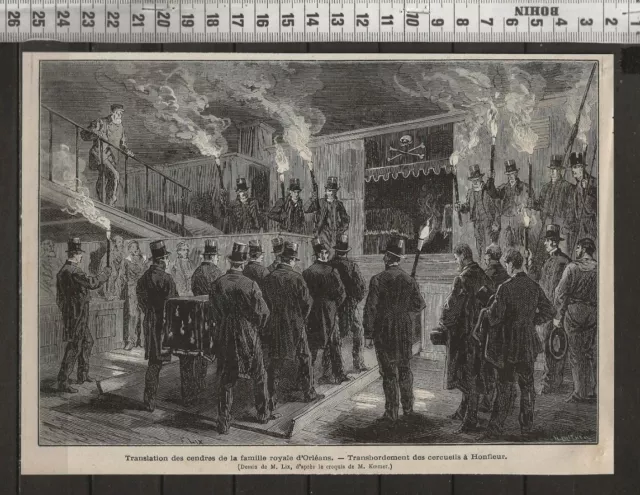 G372 / 1888 Engraving / Translation Of The Ashes Of The Royal Family Of Orleans