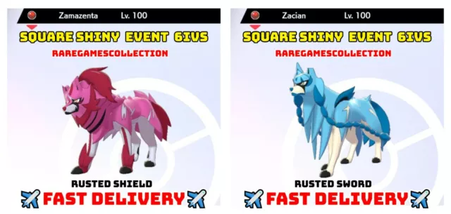 Pokemon Sword Shield ✨ SHINY ✨ ZACIAN ZAMAZENTA EVENT  6IV FAST TRADE