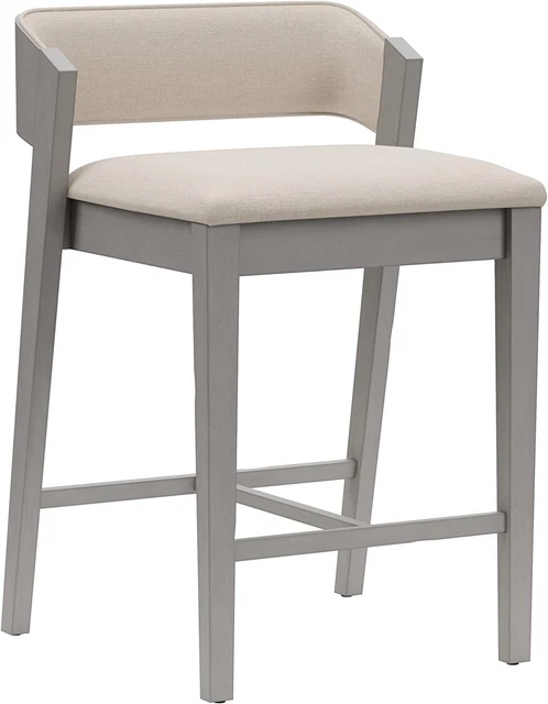 Hillsdale, Dresden Wood and Upholstered Counter Height Stool, Distressed Gray