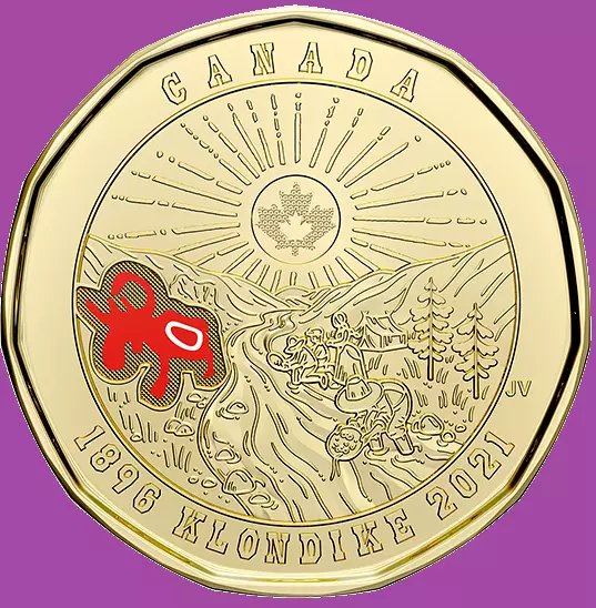 2021 Canada 125th Anniv. Klondike Gold Rush One Dollar Loonie. Mint UNC $1 Coin