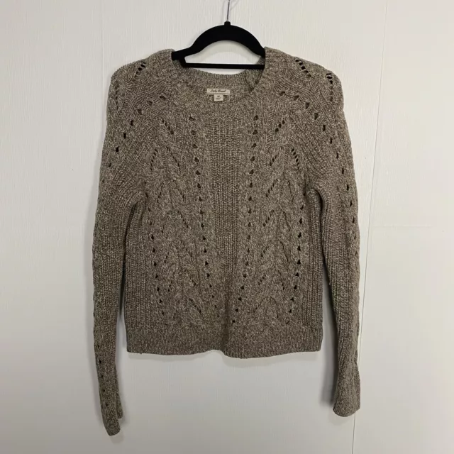 Lucky Brand Women’s Cotton Wool Blend Cableknit Crew Neck Sweater Size Medium.