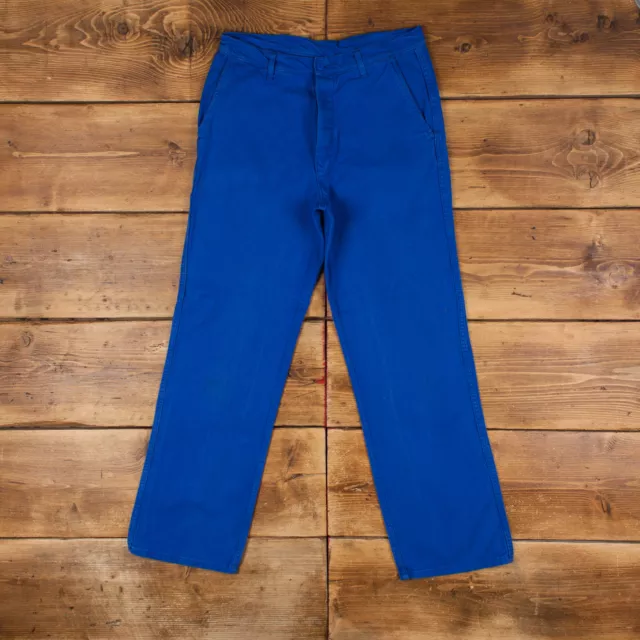 Pantaloni da lavoro vintage francesi 31x31 da uomo blu dritto cotone