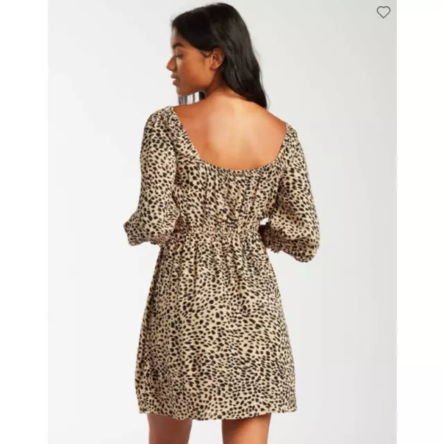 Billabong Womens Riviera Animal Print Mini Dress XS Tan NWT 2