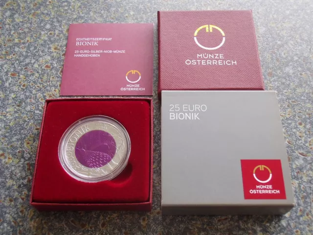 Österreich Münze 25 € Bionik 2012 Gedenkmünze Niob / Silber Euro Sondermünze