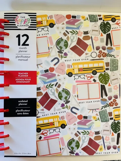 Happy Planner Undated BIG Teacher Happy Planner 12 Month Spiral Bound Book Happy Planner Undated BIG Teacher Happy Planner 12 Month Spiral Bound Book