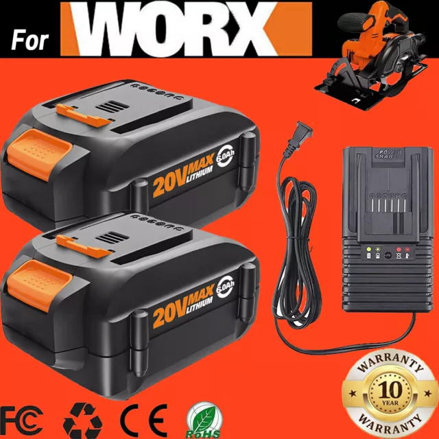 New Battery Worx WA3520 20V 6Ah MAX WA3525 WA3575