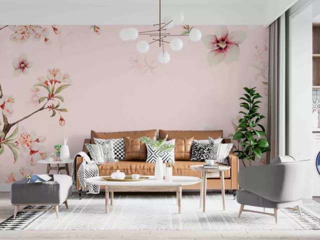 3D Pink Cherry Blossom Wallpaper Wall Murals Removable Wallpaper