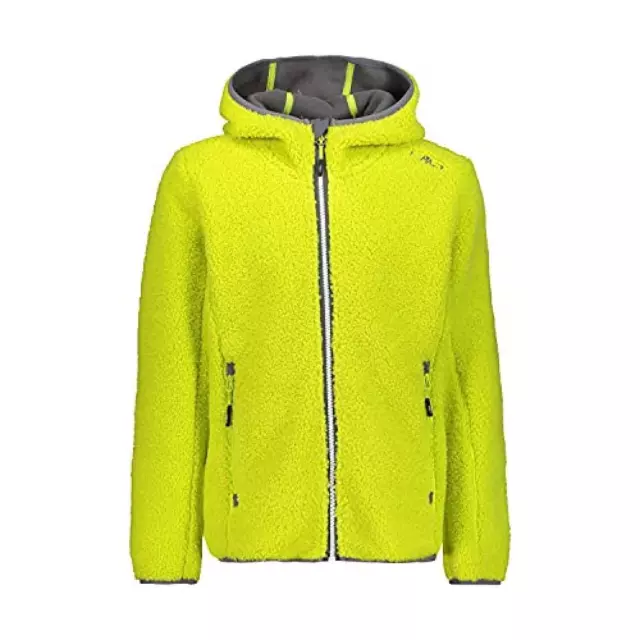 (TG. 110) CMP Giacca in Pile Teddy con Cappuccio, Bambina, Lime, 110, Lime - NUO