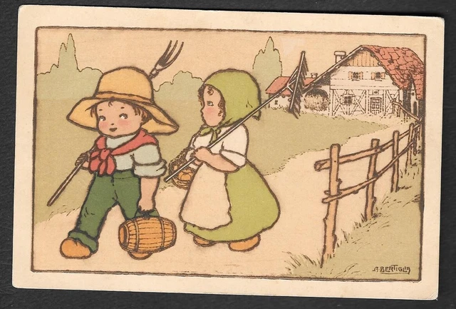RARA CARTOLINA BAMBINI FIRMATA BERTIGLIA serie 3554