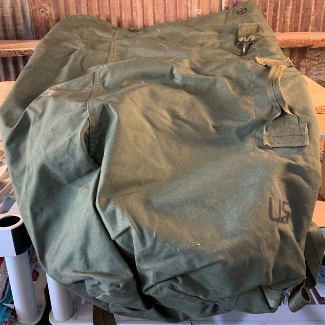 Vintage US Army Canvas Duffle Bag, Backpack Straps, Complete