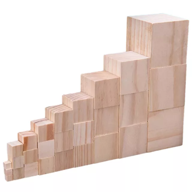Wooden Cubes Blocks Art Craft Building Model 8mm-80mm Blocks Supplies Wood Cubes