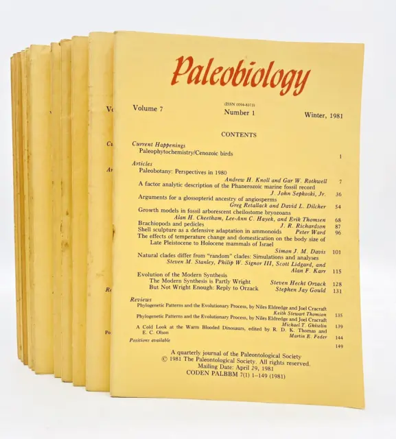 Paleobiology Journals 13 Volumes 1970 -1980s Paleontological Society