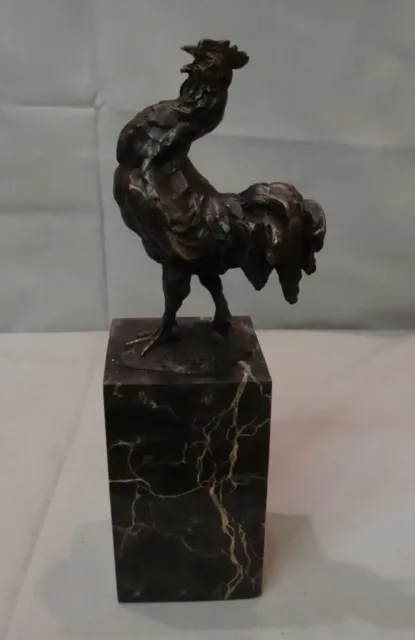 Estatua Gallo Pájaro Fauna Art Deco Estilo Art Nouveau Estilo Bronce sólido Firm