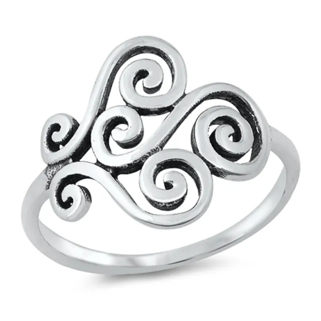 Classic Swirl Spiral Fashion Ring New .925 Sterling Silver Band Sizes 5-10