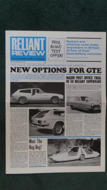 RELIANT REVIEW newspaper No 43 - dated October 1970 - Mint condition