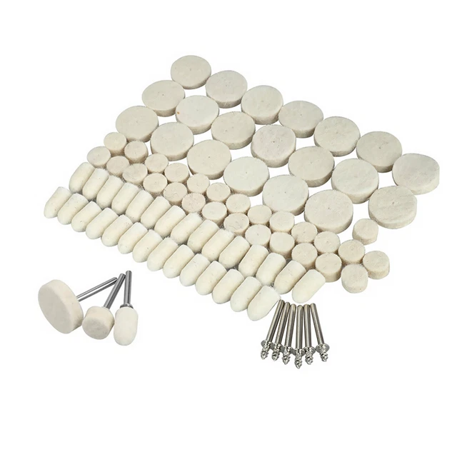 110Pcs Wool Felt Polishing Buffing Pads Waxing Head Wheel For Dremel