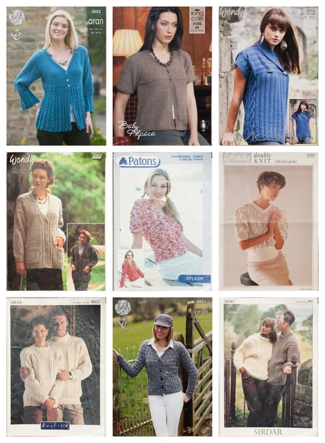 Job Lot 9 Knitting Patterns Bundle Sweaters Cardigans Ladies Men Wendy King Cole