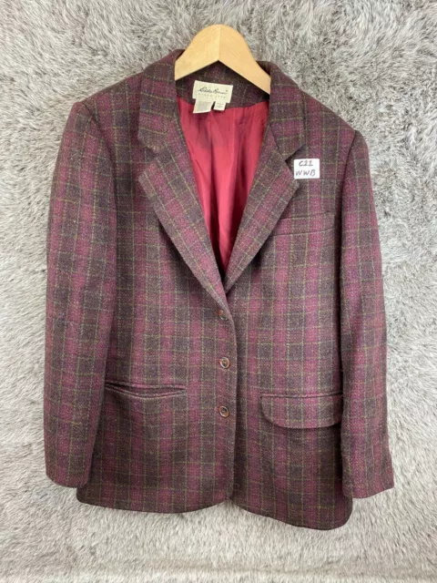VINTAGE EDDIE BAUER Blazer Women Wool Coat Red Plaid Large $21.72 ...