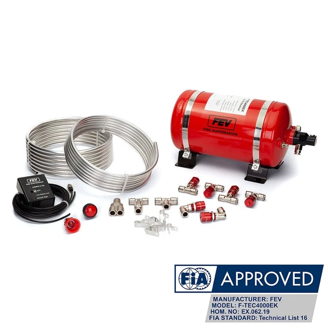FEV 4L Électrique Plumbed-In Mousse Fia Race Voiture Extincteur Kit F-TEC4000EK