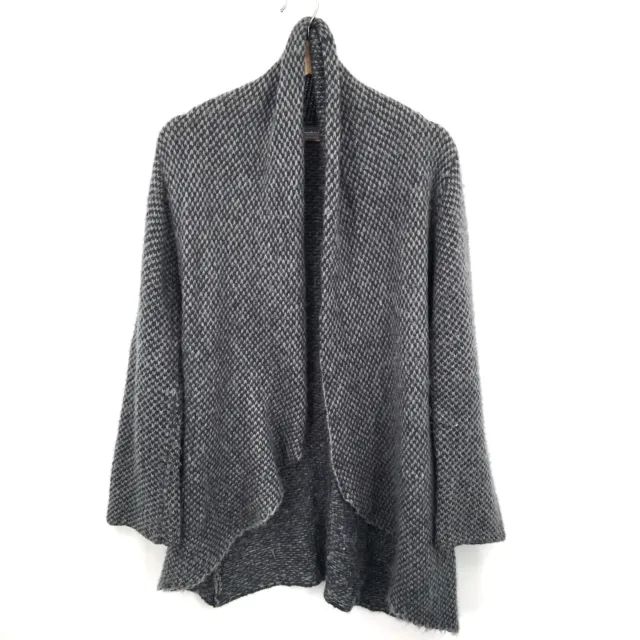 Wooden Ships open front cardigan sweater mohair wool grey shawl neck M L women's