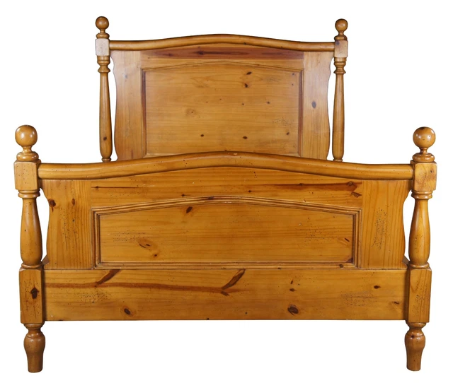 Vintage Arhaus Rustic Farmhouse Country Knotty Pine Full Size Cannonball Bed