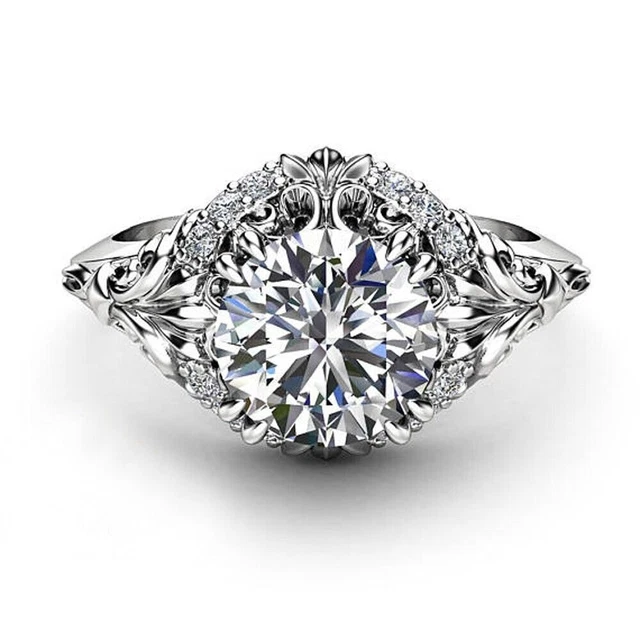 Bague De Fiançailles Or Blanc 14 Carats, Diamant Rond 2,30 Ct (VS1, F) Créé En Laboratoire - IGI