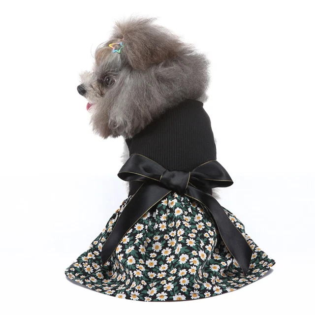(L) Gonna Per Cani Con Fiocco Sul Retro Abito Per Cani Con Fiori Alla