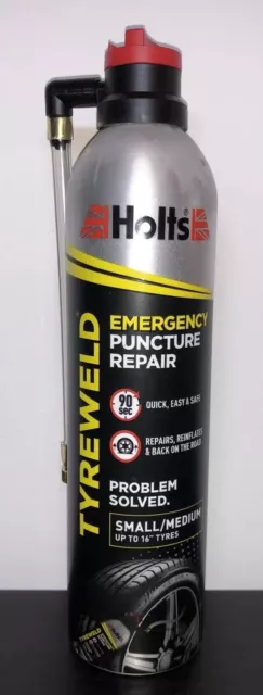 1 x Holts soudure pneu réparation d'urgence perforation 400 ml joints et gonfle soudure pneu S/M