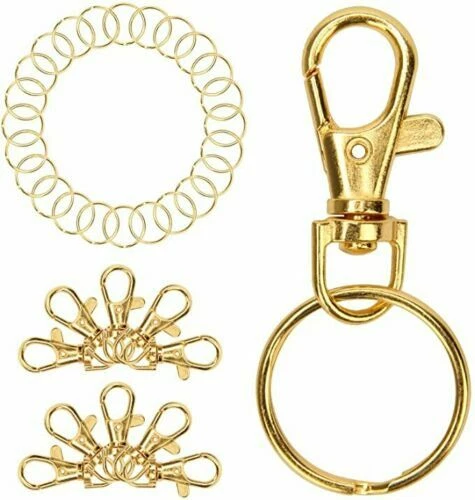 🎯🎯60-Pcs GOLDcolor Metal Swivel Lanyard Snap Hook Lobster Claw Clasp1" Keyring
